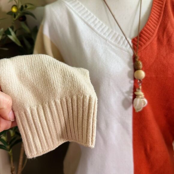 Bibi Oversized Colorblock Fall Vibes V Neck Sweater - Picture 5 of 10